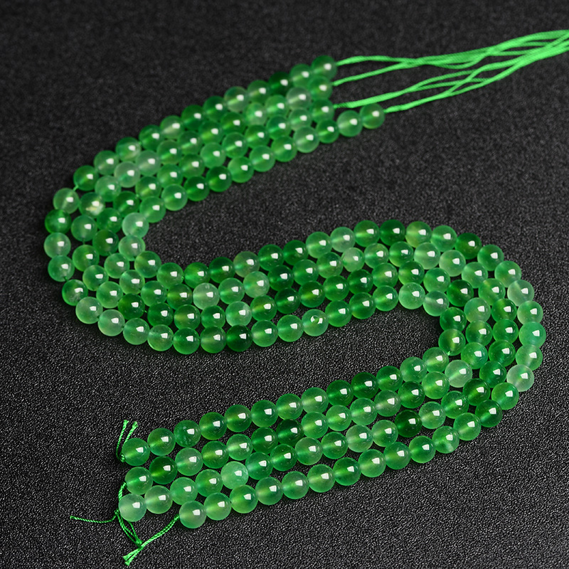 批发diy编手工串珠配件整高冰翠绿髓散珠子圆珠飘绿玛瑙玉髓水晶