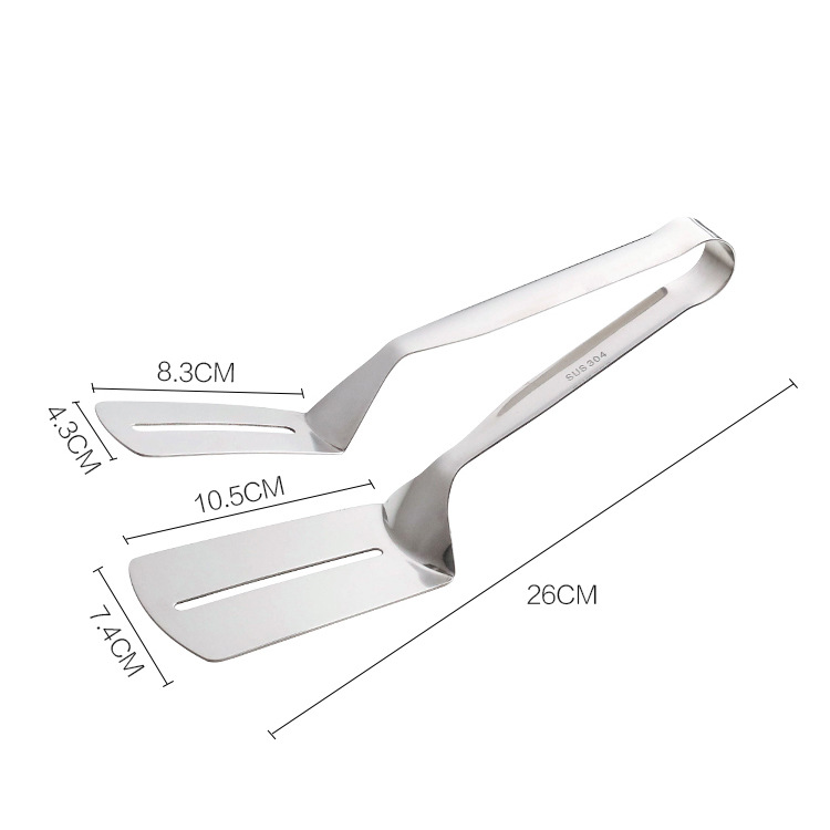 Factory Direct Sales Thickened Steak Tong Kitchen Household 304 Stainless Steel Kitchenware Bread Food Clip Barbecue Pancake Shovel