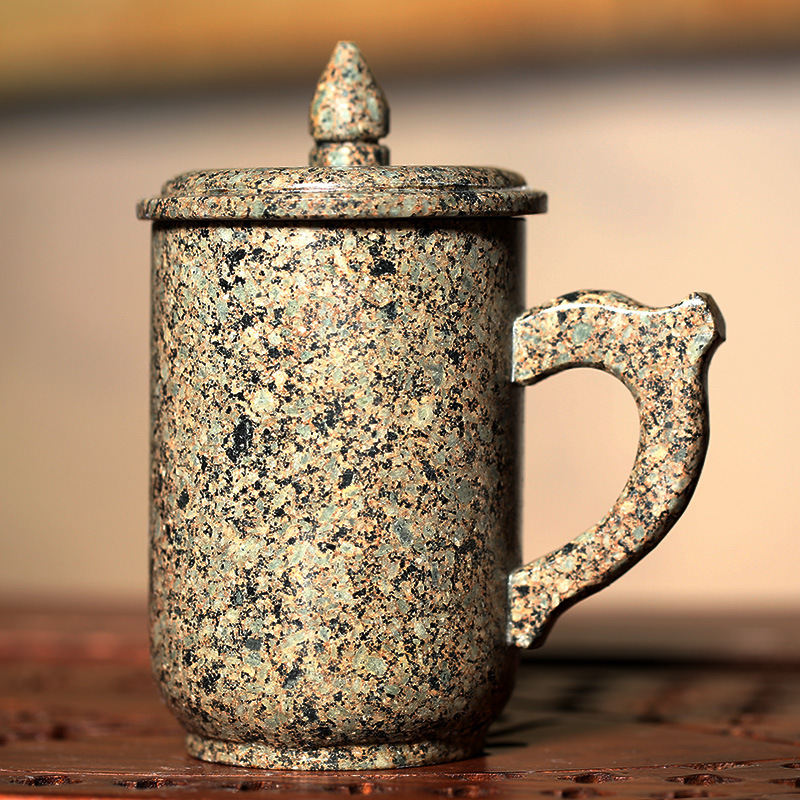 内蒙中华麦饭石水杯个性马克杯带盖喝水杯子下午茶杯泡茶杯子