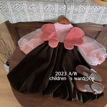 韩版童装2023新款女童秋季套装甜美后背小翅膀上衣背带裙两件套潮