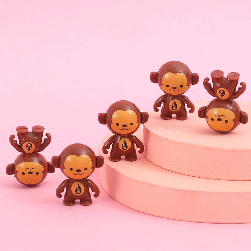 Internet Celebrity Tumbler Cartoon Small Toy Falling Rotating Stunt Little Cute Monkey Capsule Toy Promotional Gifts Can Be Sent on Behalf