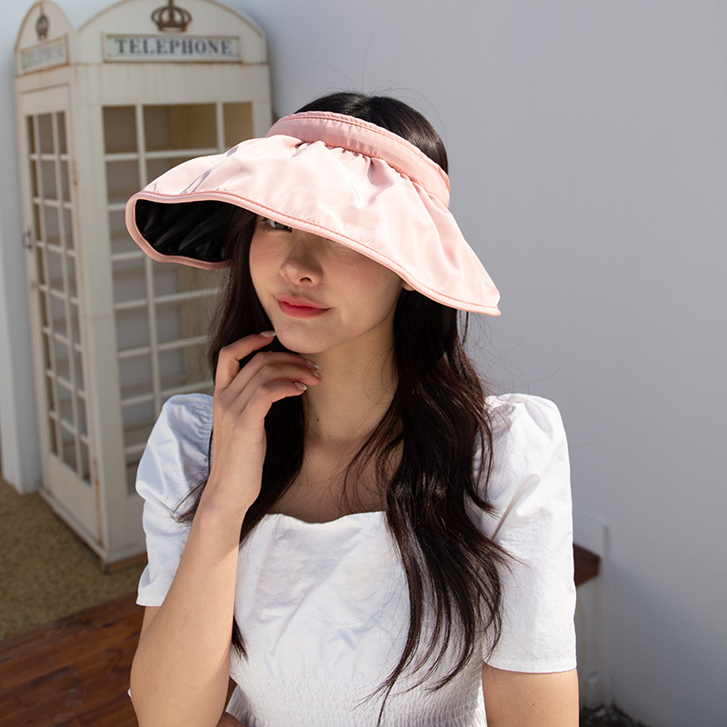 Women's Korean-Style Topless Hat Headband Hairpin-Style Ponytail Sunshade Sun Protection Hat Women's Simple Fashion All-Match Shell-like Bonnet