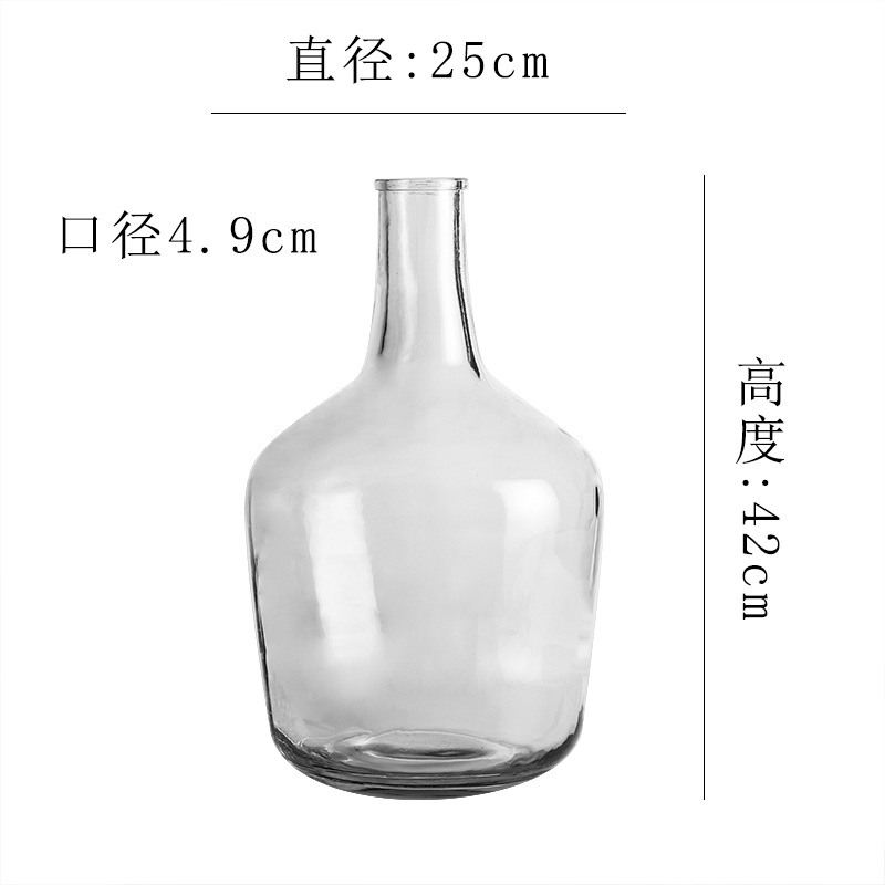 [Monthly Sales 3000] Nordic Small Mouth Big Belly Bottle Hanging Clock Drunk Wood Large and Small Sizes Floor Transparent Glass Vase