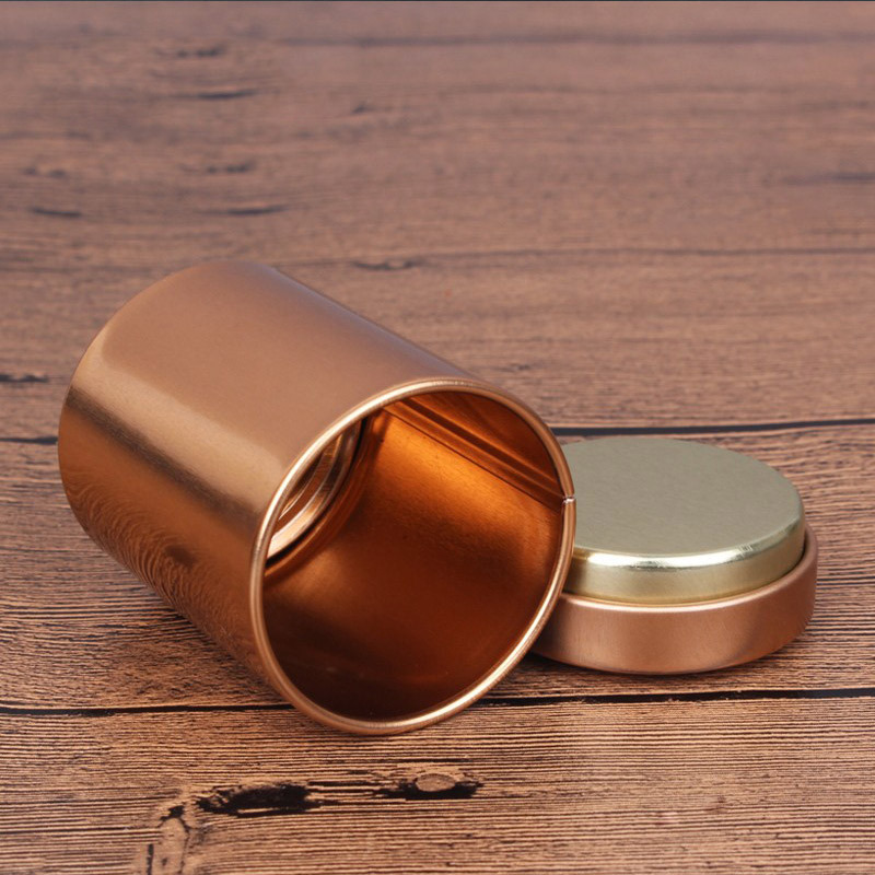 茶叶罐迷你便携小号纯色复古金属铁盒通用圆形茶罐马口铁小罐子