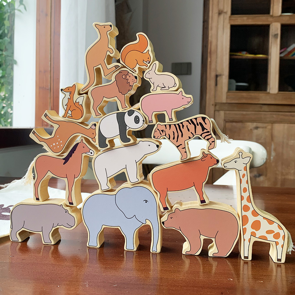 跨境新款趣味动物叠叠高玩具儿童早教益智平衡积木叠叠乐桌面游戏