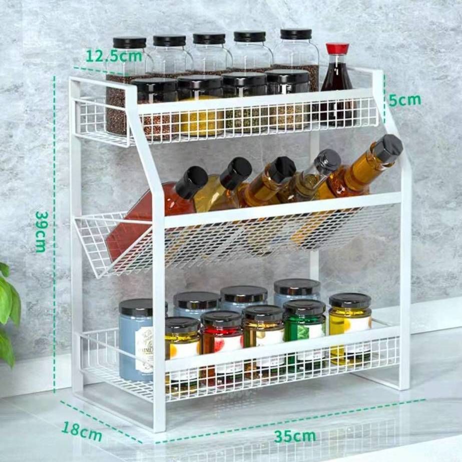 Kitchen Condiment Rack Table Top Multi-Layer Storage Oil Salt Sauce Vinegar Supplies Seasoning Bottle Oblique Seasoning Rack