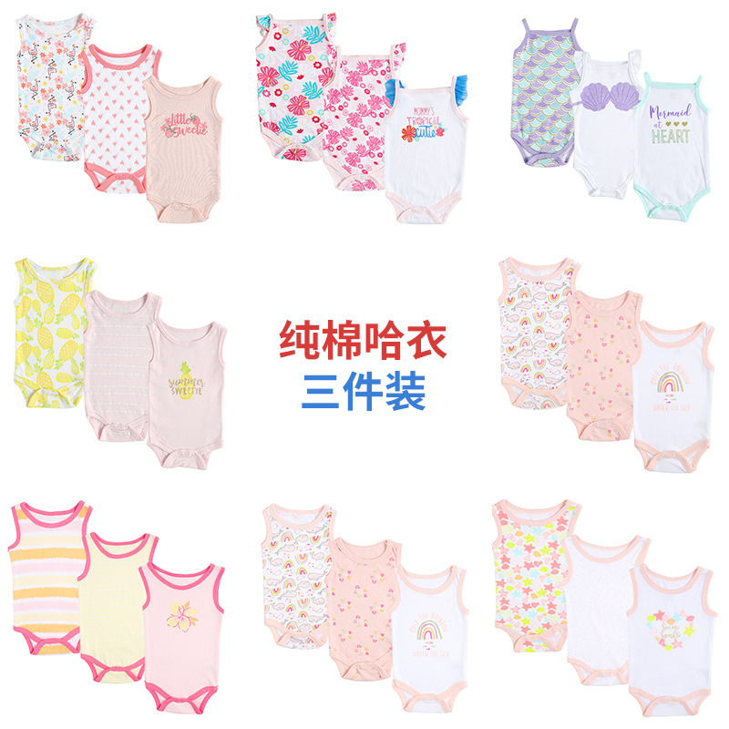 Newborn Cartoon Clothes for Babies Baby Jumpsuits Onesie Cotton Sleeveless Baby Onesie Romper Foreign Trade Direct Supply