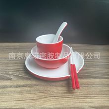 密胺仿瓷餐具摆台四件套火锅店烧烤店餐厅杯碗盘勺时尚餐具印店名