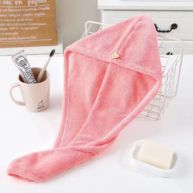 Hair-Drying Cap Factory Wholesale Coral Velvet Plain Color Women's Toe-Covered Hair Drying Towel Easy Absorbent Soft Wipe Hair Shower Cap