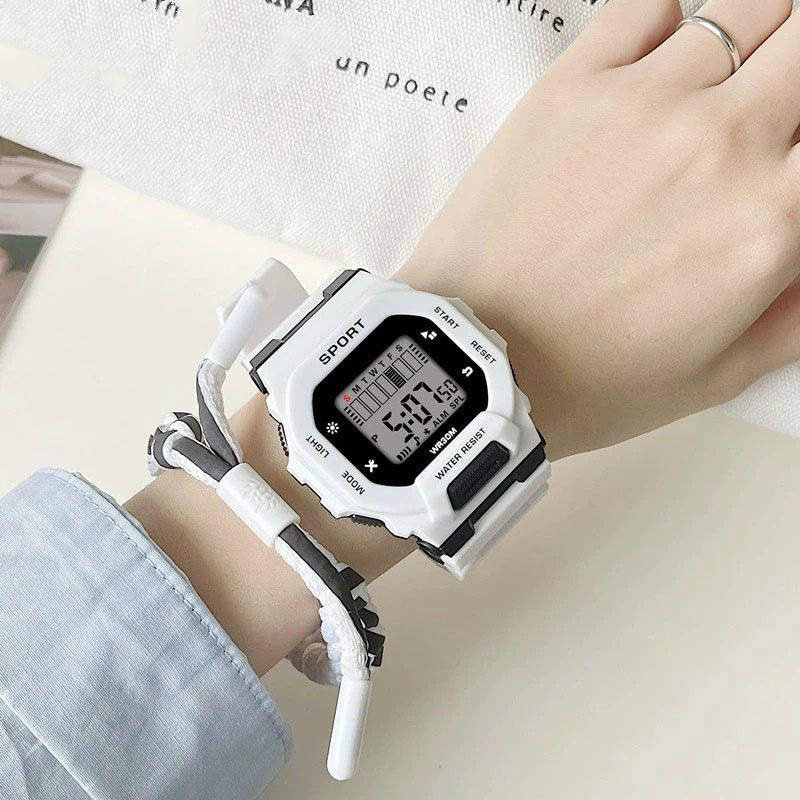 男学生女款ins风电子手表防水夜光初高中青少年运动-阿里巴巴
