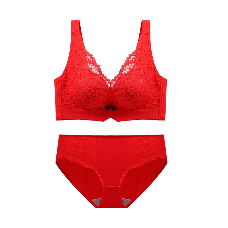 New Latex Wireless Sexy Lace Bra Breathable Vest Style Push up Red Adjustment Accessory Breast Push up Bra Women