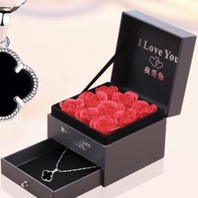 玫瑰花盒创意惊喜口红项链戒指送女朋友闺蜜生日圣诞情人节礼物盒
