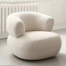 北欧设计简约客厅创意U型沙发阳台卧室小白休闲羊羔绒单人沙发椅