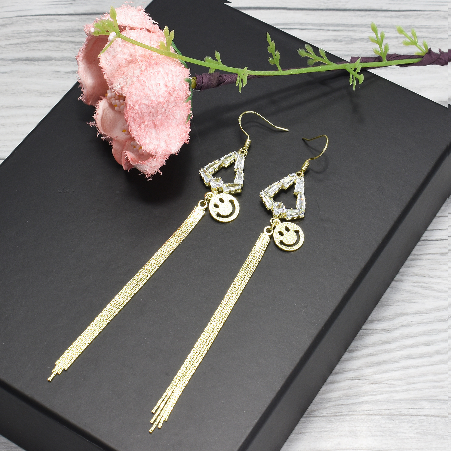 长款流苏s925银针耳环女锆石气质个性耳饰小众百搭耳勾耳钉厂批发