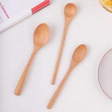 小木勺子冰勺日式长柄木制甜品蜂蜜搅拌棒实木餐具调羹汤勺咖啡勺