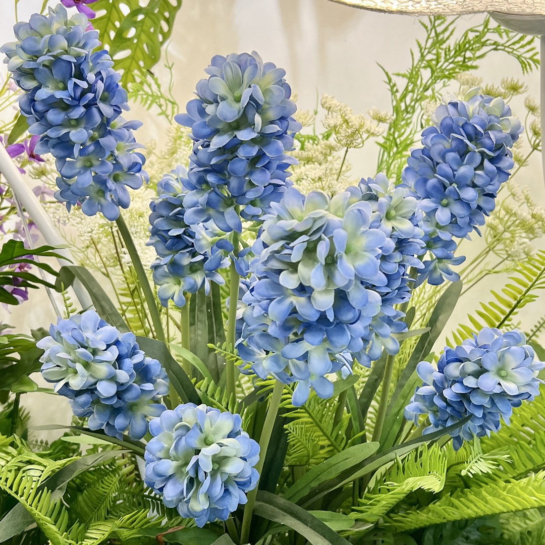 仿真蓝色风信子批发 2头法式风信子白色紫罗兰飞燕草婚庆装饰假花