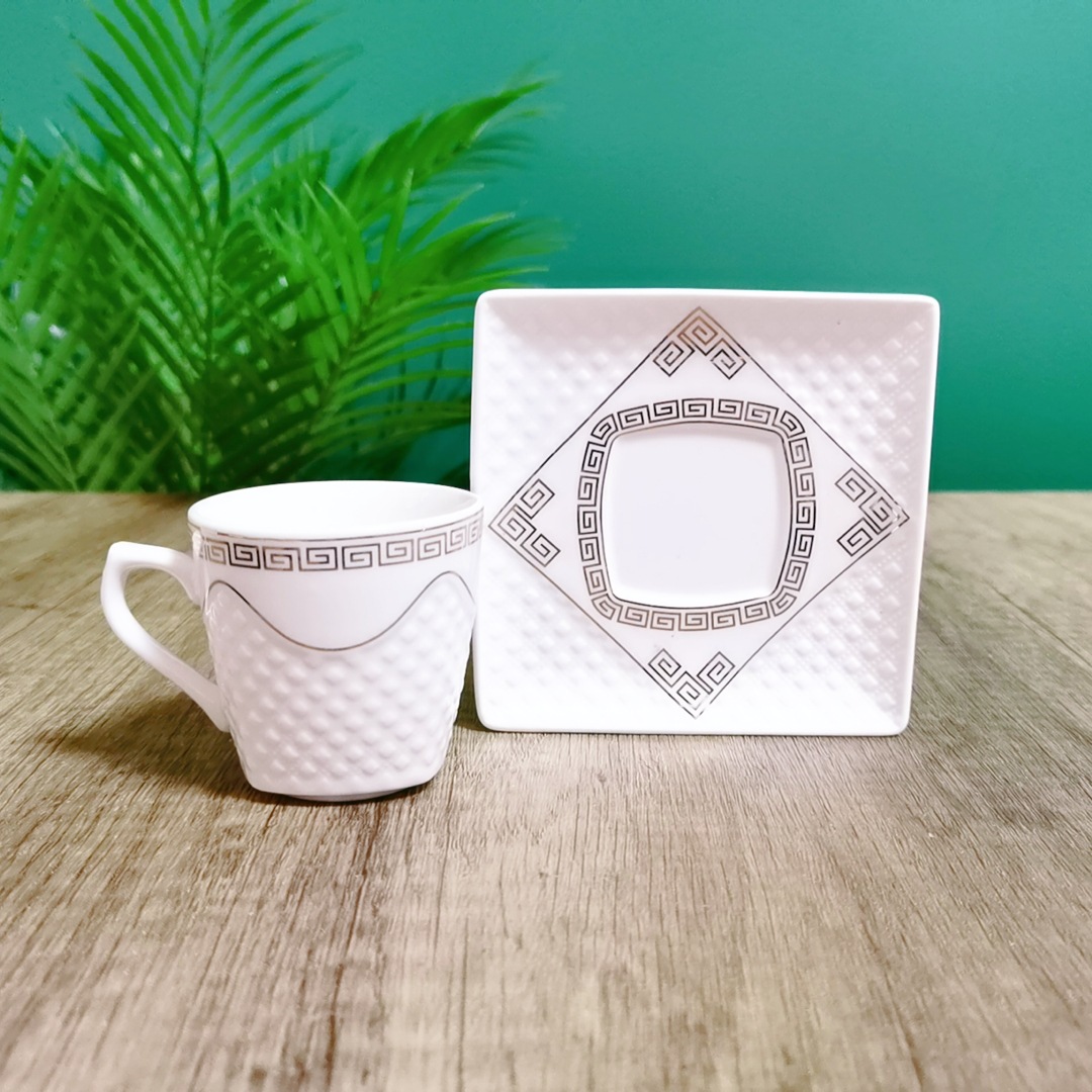 Factory Direct Export Cross-Border European Ceramic Coffee Cup Small Luxury Phnom Penh Concentrated Cup and Saucer Office Set
