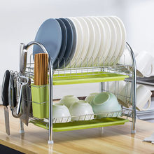 Double-layer draining rack for bowls and chopsticks