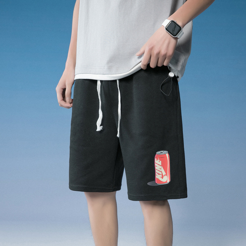 篮球短裤男潮牌宽松ins五分裤潮流卡通印花男士休闲中裤港风裤子