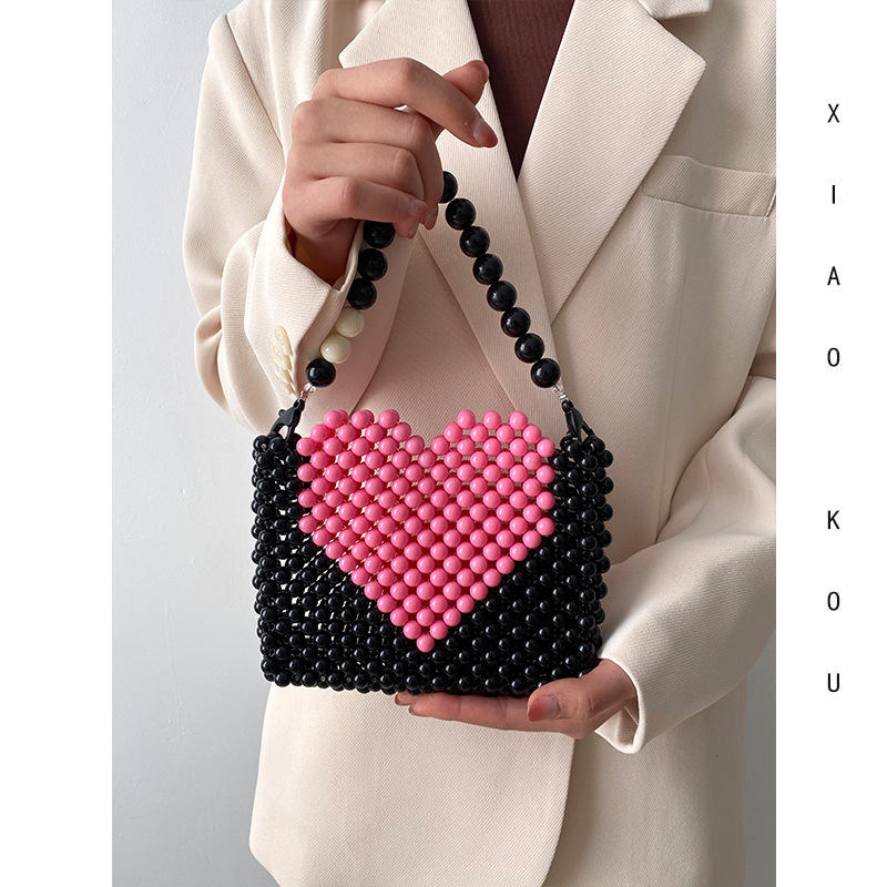 爱心串珠包包diy手工编织包包珠子材料包自制甜酷辣妹手提包
