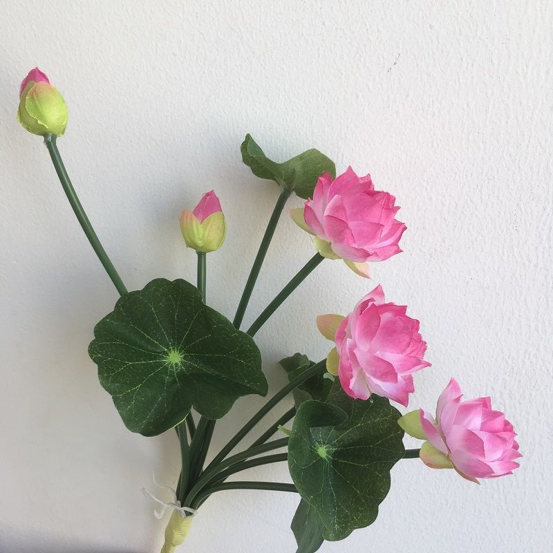 迷你仿真小荷花荷叶粉白色假塑料莲花供佛堂供品家居装饰摆设ins