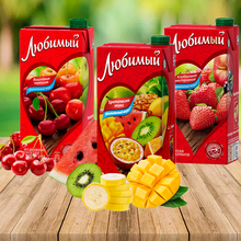 2瓶x950ml俄罗斯喜爱牌樱桃石榴番茄纯水果汁饮料品包邮