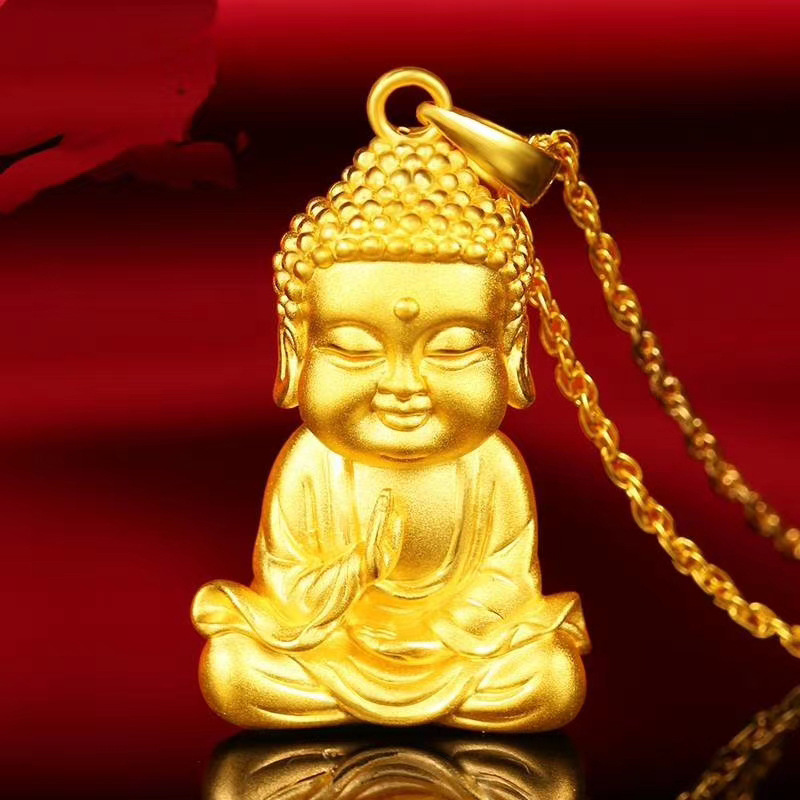 黄铜镀金小佛吊坠 越南沙金弥勒佛项链男女款饰品直播货源直供