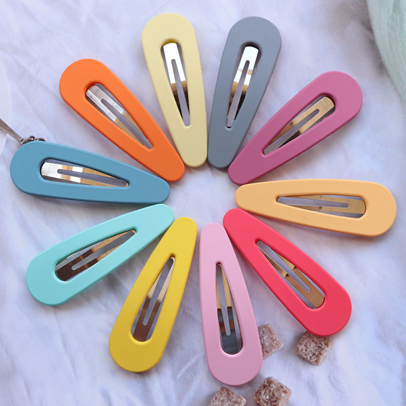 Japanese and Korean Large Candy Color Frosted Hollow Water Drops BB Clip Girl's Heart Forehead Side Clip Colored All-Matching Broken Hairpin