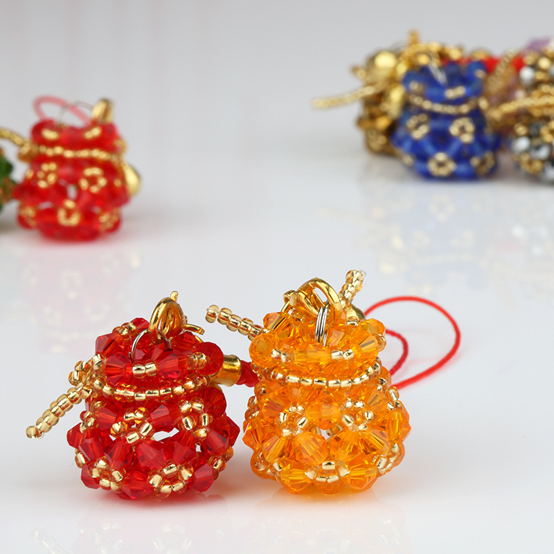 手工串珠水晶福袋小挂件材料包散珠子穿珠diy成人编织制作饰品