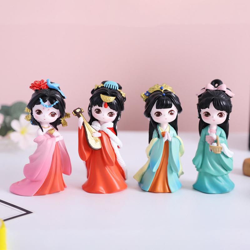 国潮盲盒古风国色天香四大美人树脂手办公仔玩偶客厅卧室桌面摆件