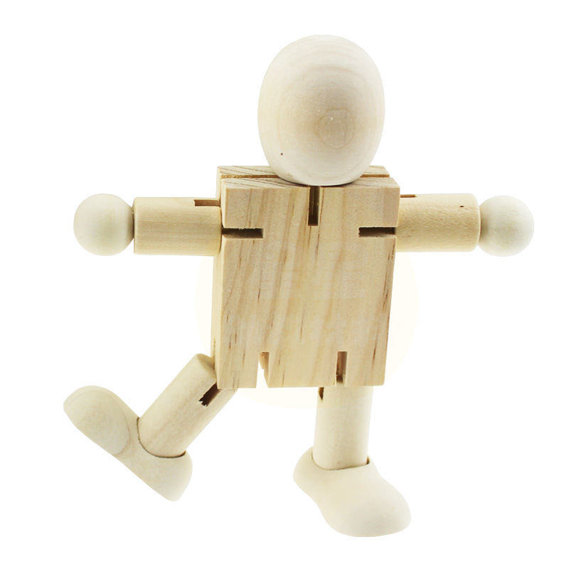 Variety Wooden Robot White Blank Wooden DIY Wooden Puppet Children Painting Coloring Graffiti Art Materials