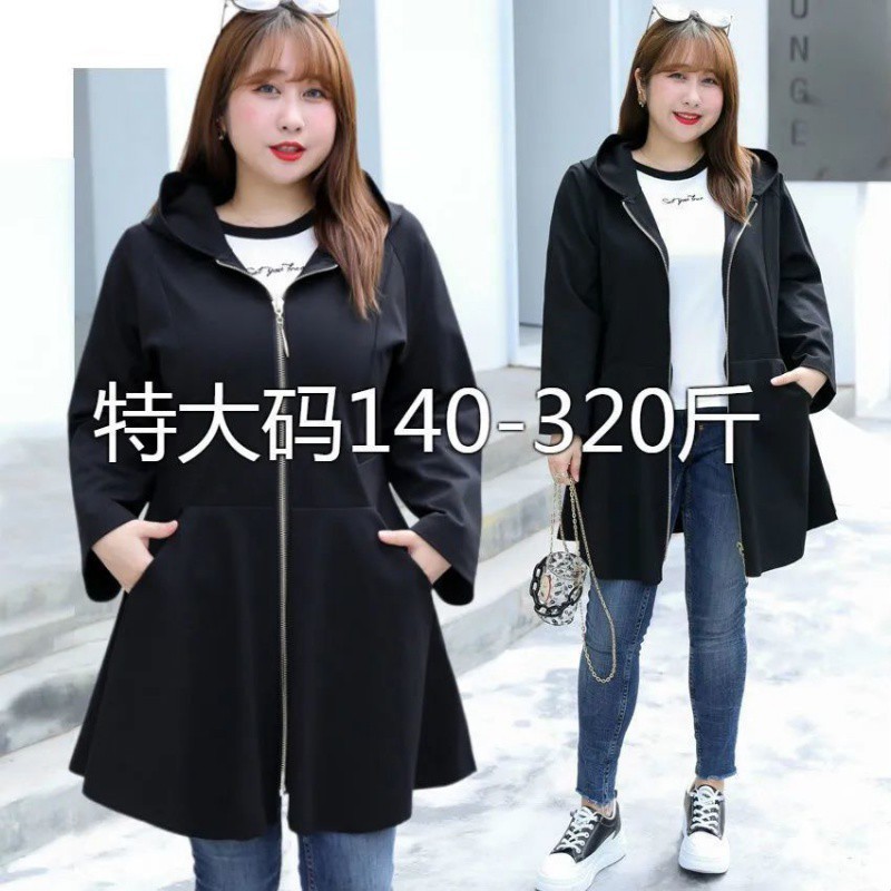 300斤特大码韩版女装春季薄款宽松外套胖藏肉显瘦中长