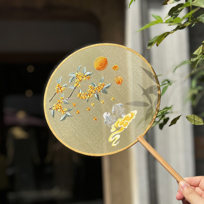 ancient style round fan chinese style women‘s fan embroidery round fan embroidery round fan suzhou double-sided embroidery fan hanfu children‘s round fan