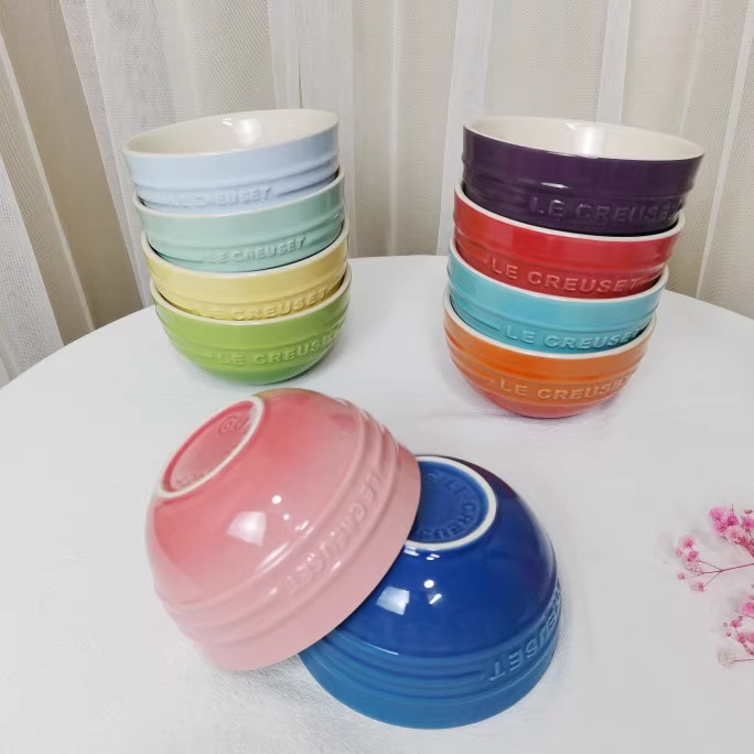 Cool Colorful Rainbow Dessert Bowl Set Household Ceramic Tableware Rice Soup Bowl Gift Box Festival Gift