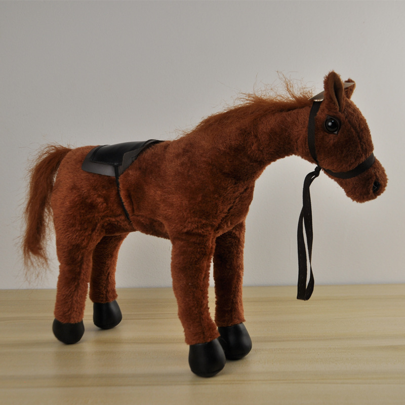 跨境仿真马公仔 创意站姿汗血马公仔大马跨境居家用品毛绒玩具