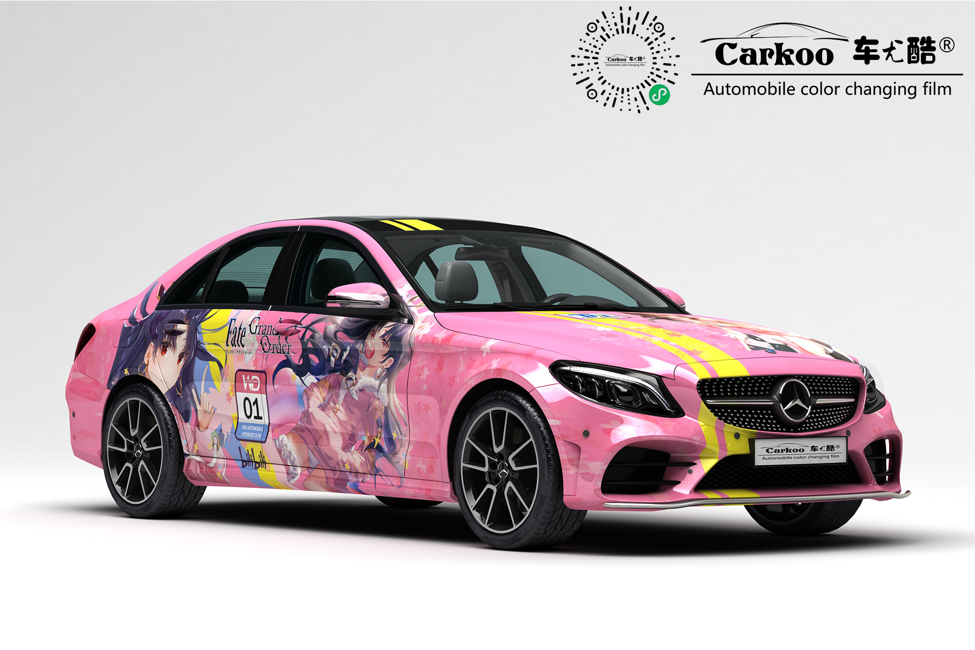 彩绘膜汽车改色膜 汽车涂鸦膜个性改装车渐变彩绘汽车卡通贴纸