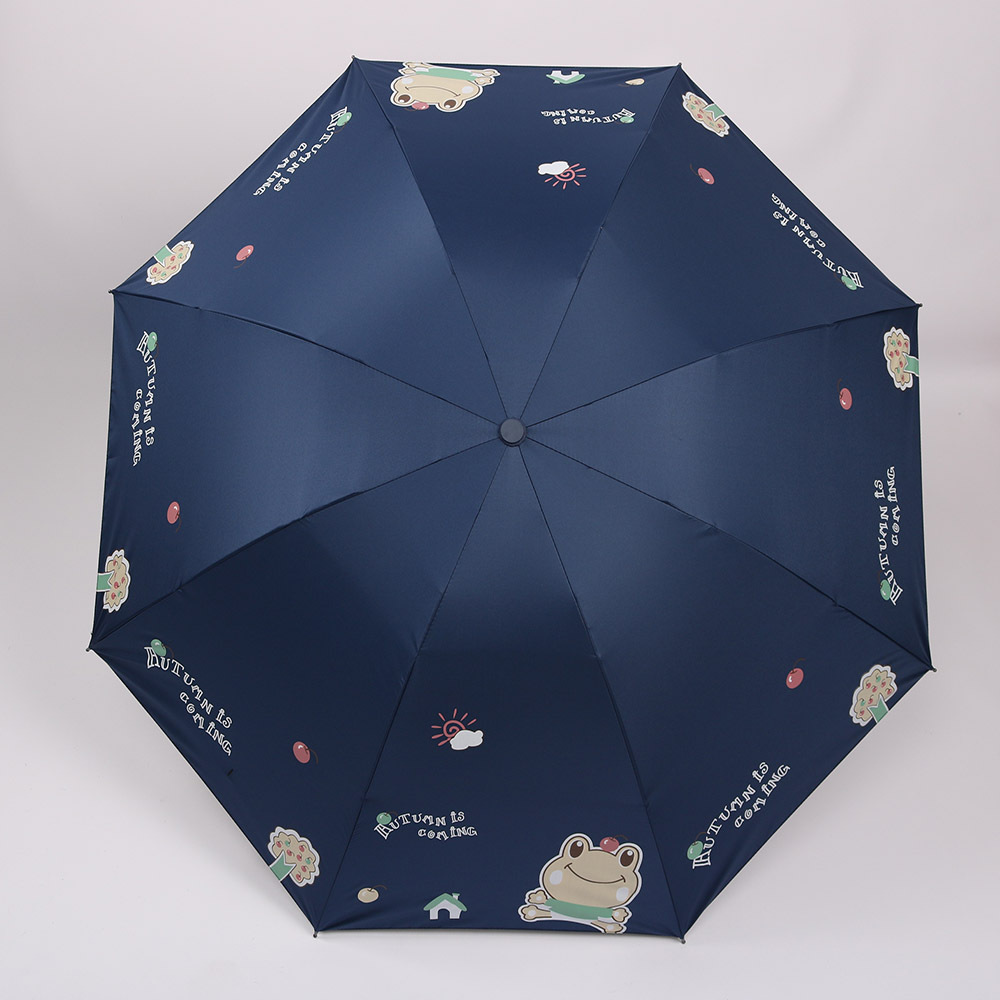 天女伞 包邮 卡通伞青蛙黑胶晴雨伞防紫外线 创意时尚三折太阳伞