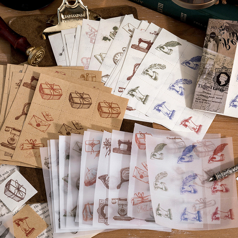 陌墨 复古可撕集章本 收集者手册系列手帐文艺素材拼贴diy打底6款