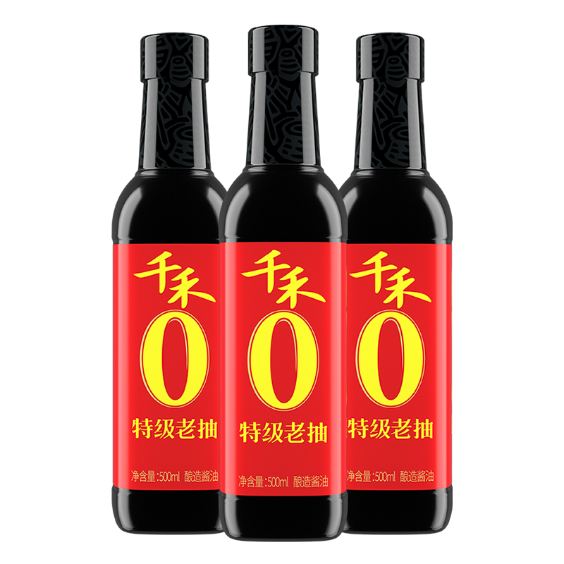 千禾酿造酱油 东坡红酿造老抽500ml/瓶装 红烧上色不含无碘