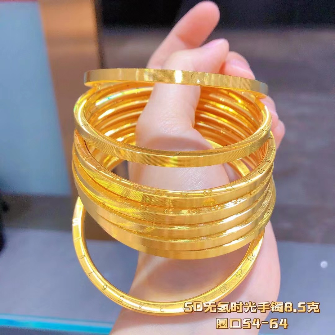 5d无氢手镯足金999手镯精品5g黄金手镯网红爆款手环深圳水贝黄金