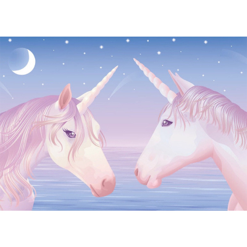 外贸跨境批发新款星空粉独角兽客厅钻石画现代客厅小幅手工装饰画