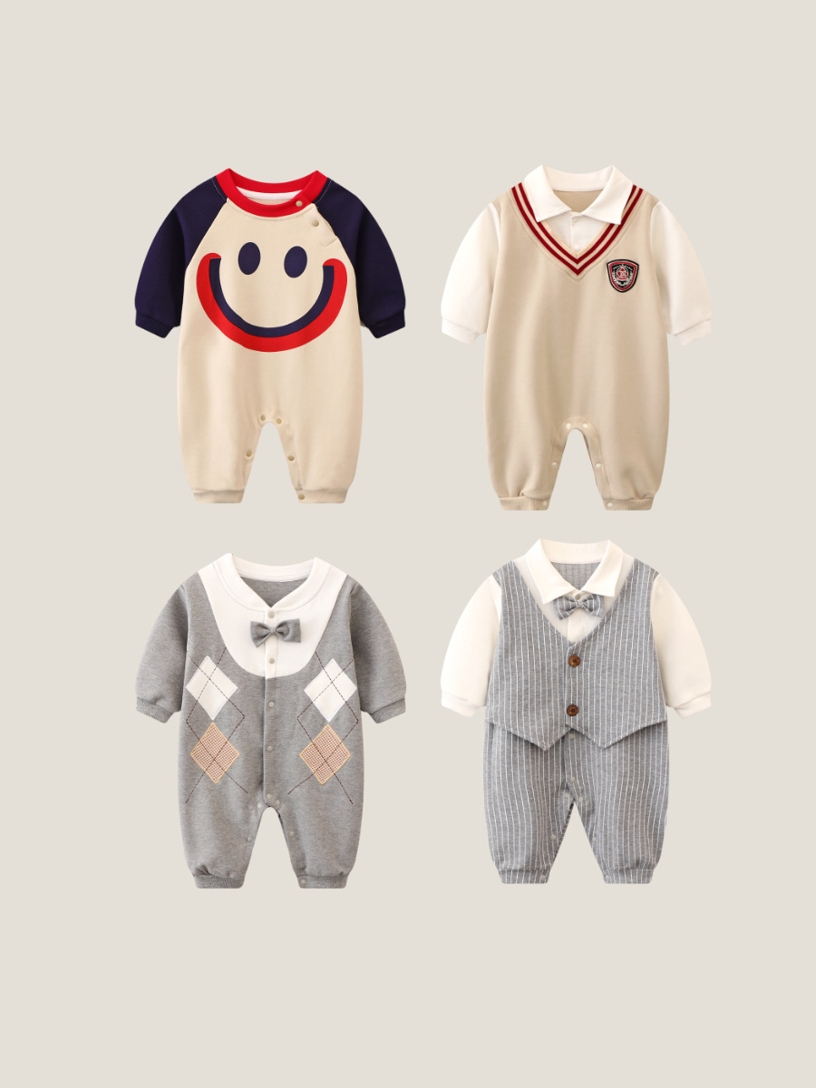 Ins Clothes for Babies Autumn Gentleman Baby Jumpsuits Year Old One Month Old Western Style Spring New Going out Rompers Romper Baby Clothes