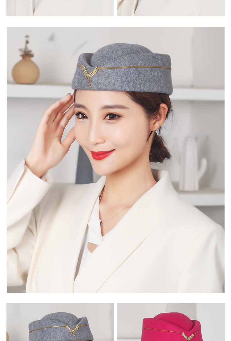 空姐帽子军鼓队帽乐队演出帽礼仪帽酒店帽子舞蹈毛呢贝雷帽舞台帽