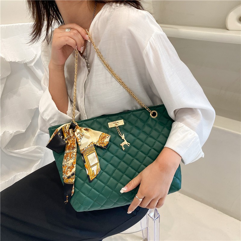 Women's Bag 2021 New Korean Style Shoulder Messenger Bag Casual Deer Rhombus Underarm Bag Silk Scarf Messenger Bag Fashion