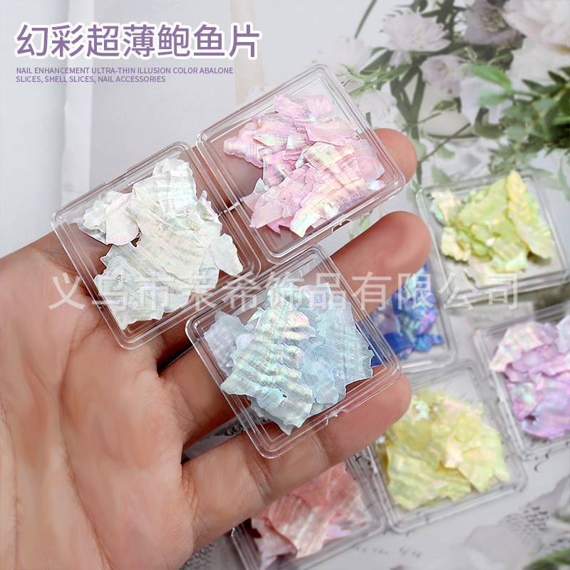 High-Profile Figure Magic Color Ultra-Thin Abalone Slices Can Be DIY Super Flash Sweet Girl Hot Girl Ins Style Nail Art Abalone Slices Ornament