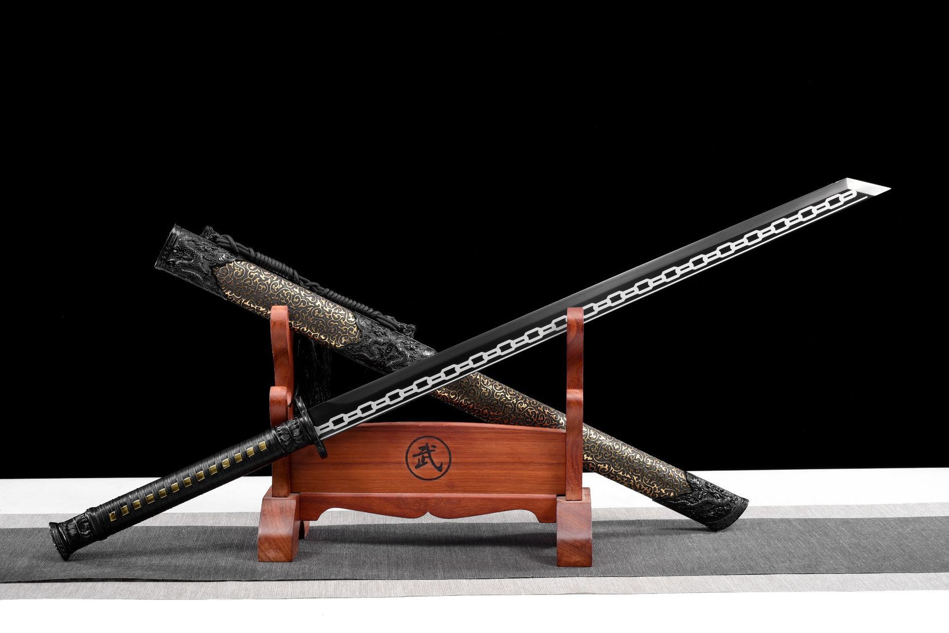 龙泉华影刀剑高锰钢一体剑宝剑防身唐横刀黑今古刀冷兵器未开刃