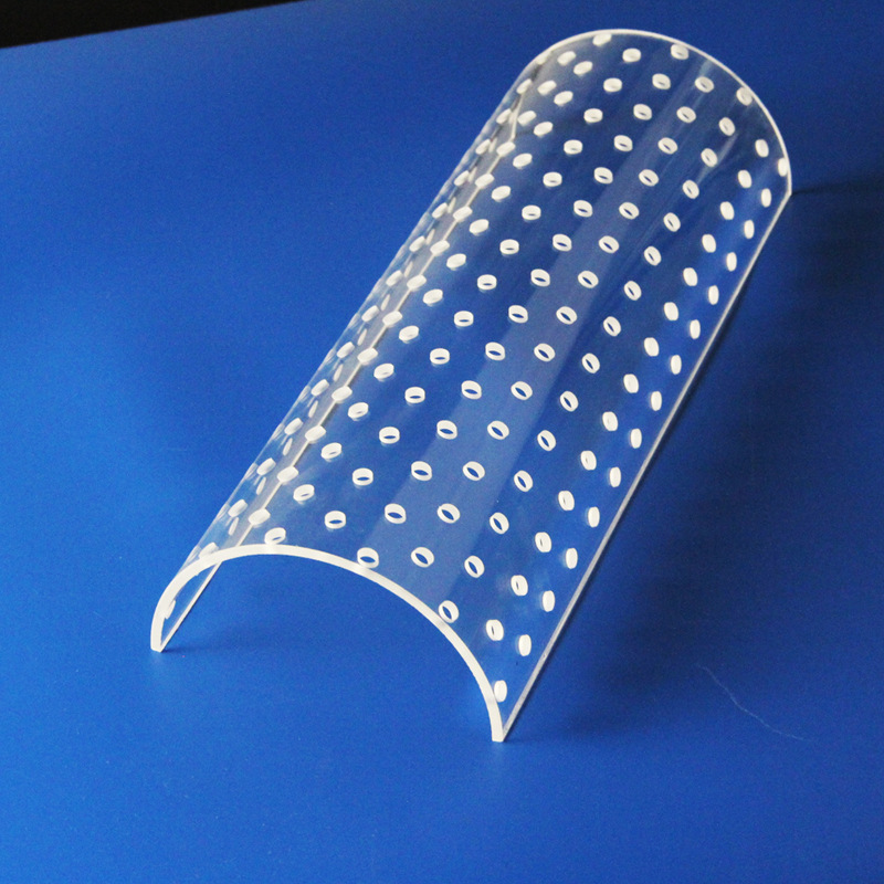 高温石英弧形玻璃片烧烤炉玻璃罩燃气炉玻璃防油玻璃罩瓦片打孔