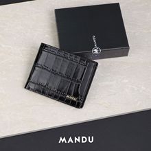 MANDU漫度跨境男士钱包简约石头纹短款零钱包时尚钱夹卡包一体