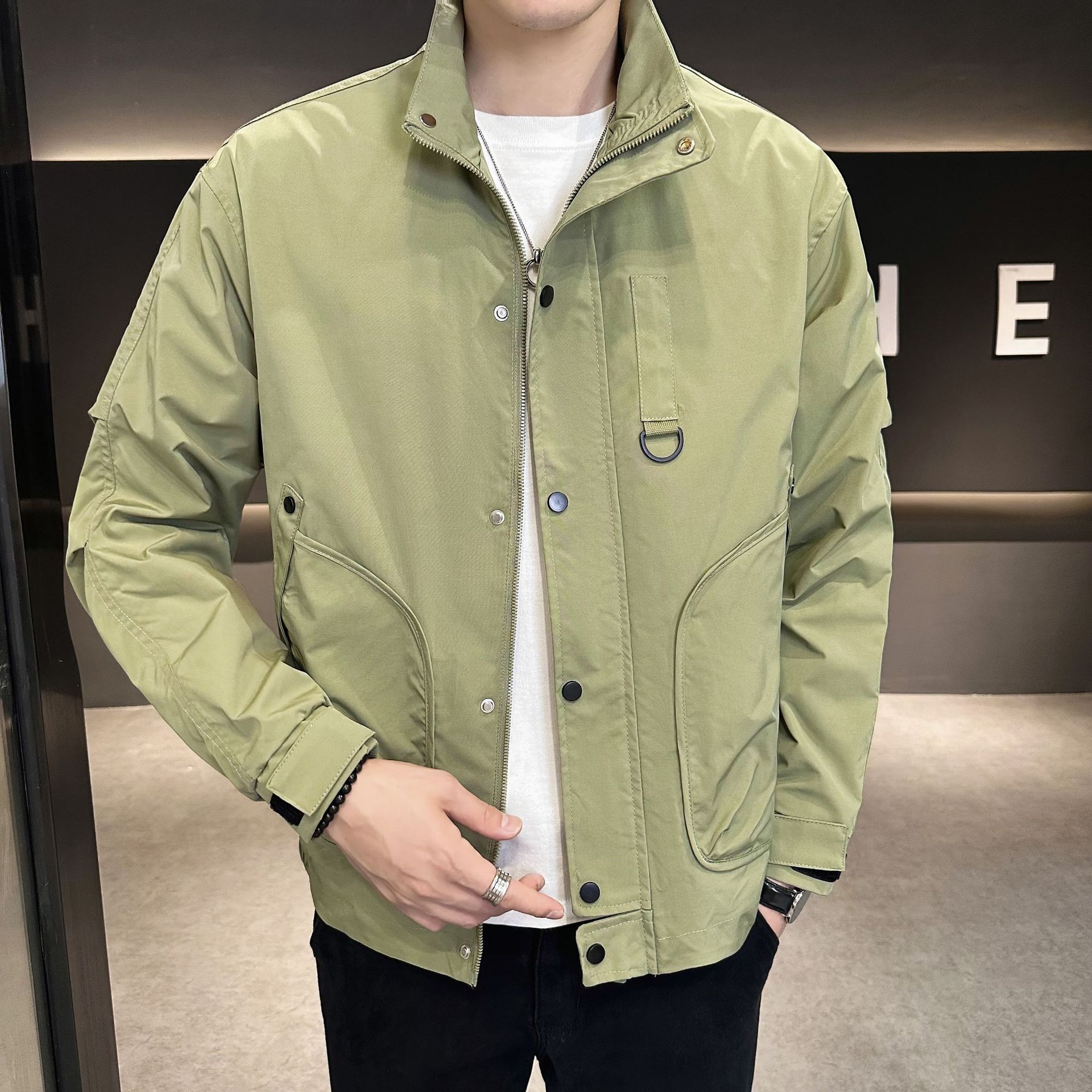 Jacket Men's Korean-Style Slim Fit Stand Collar Workwear Style Fall Men's Clothing Coat Jacket Baseball Uniform Jacket Cross-Border Wholesale