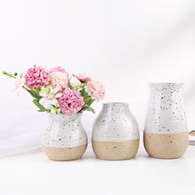 跨境亚马逊陶瓷花瓶三件套复古美式工艺品摆件桌面迷你陶瓷小花器